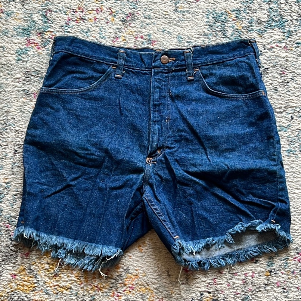 Wrangler Dark Blue Denim Cutoff Jean Shorts